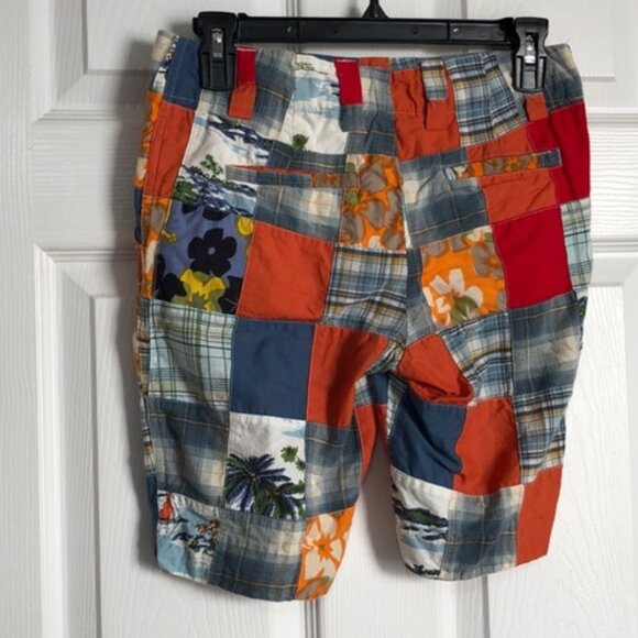 Loudmouth Wm's Tropical Palm Red/Blue/Orange/Ivory Patchwork Golf Shorts Size 0 - Picture 3 of 6